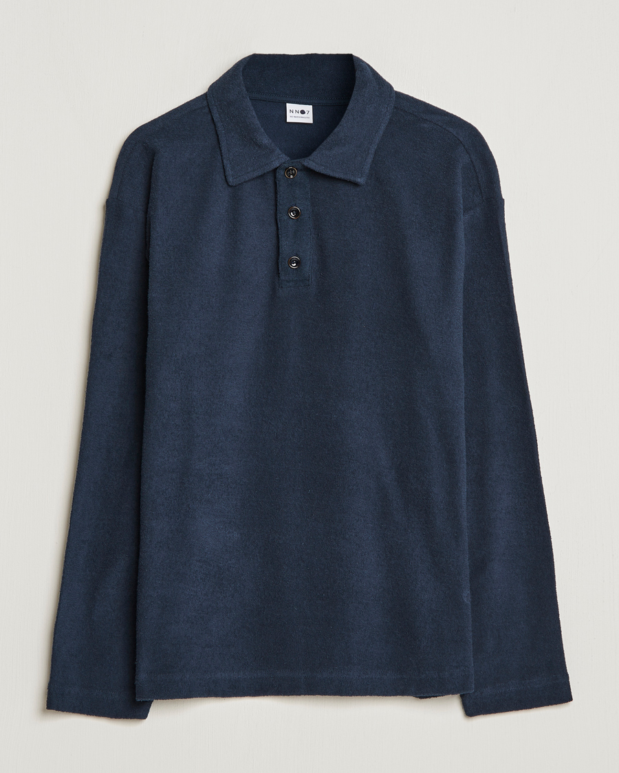 Mies | Puserot | NN07 | Joey Terry Long Sleeve Polo Navy Blue