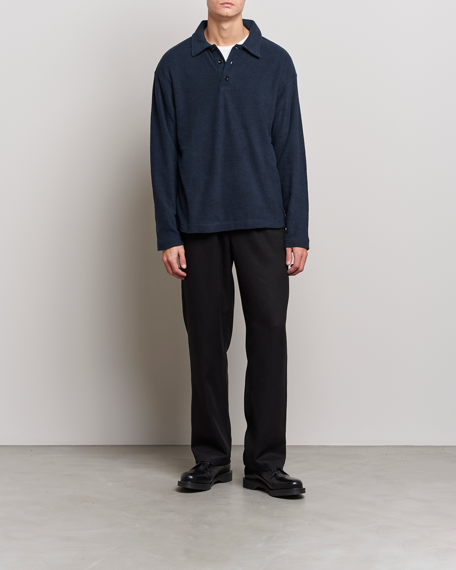 Mies | Puserot | NN07 | Joey Terry Long Sleeve Polo Navy Blue