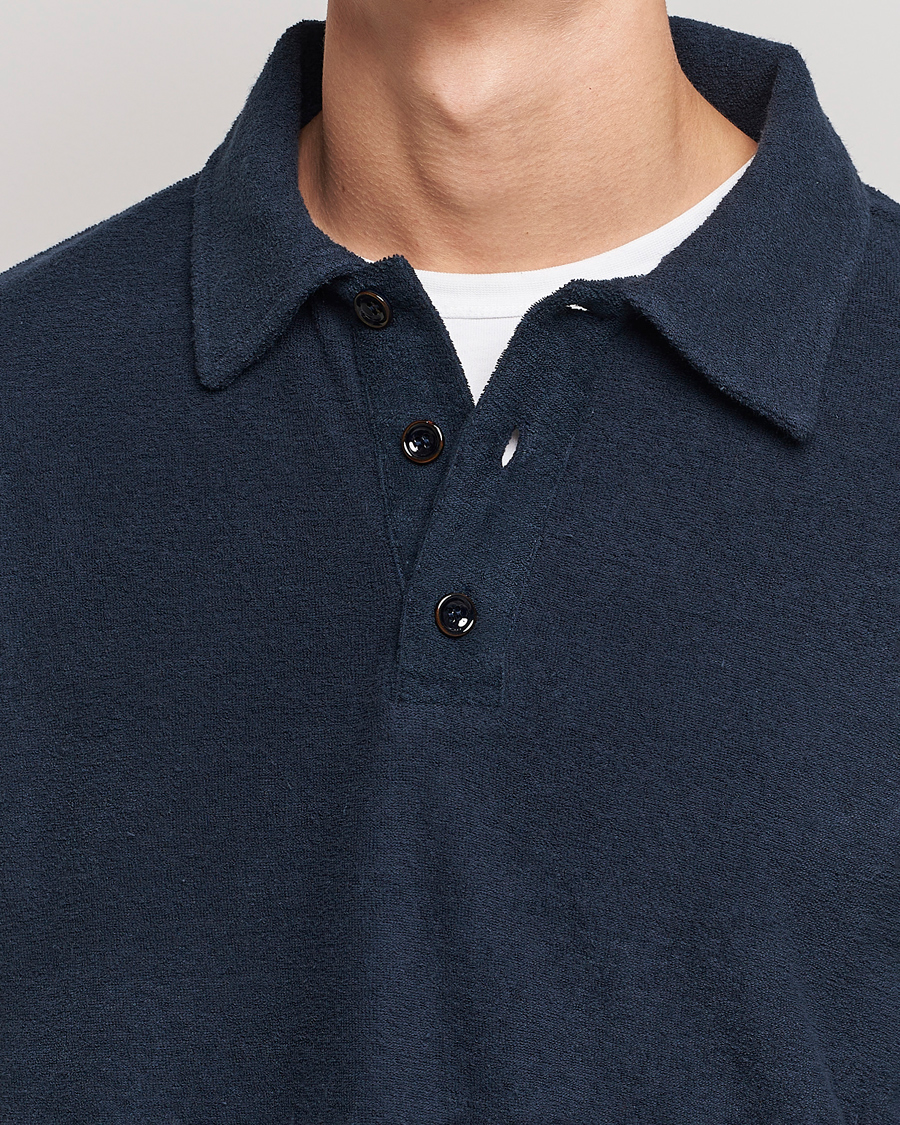 Mies | Puserot | NN07 | Joey Terry Long Sleeve Polo Navy Blue