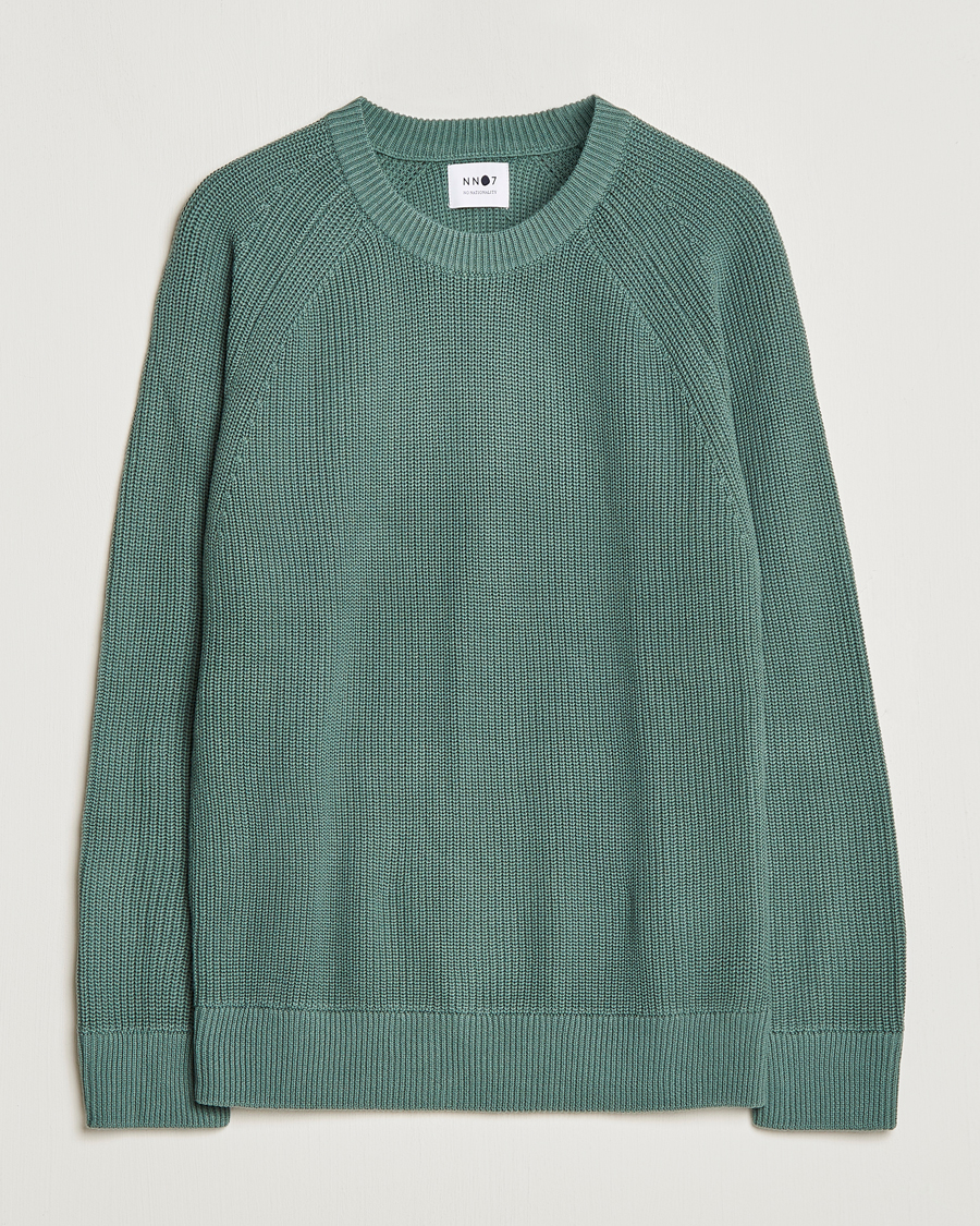 Mies | Puserot | NN07 | Jacobo Cotton Knitted Sweater Forest Mint
