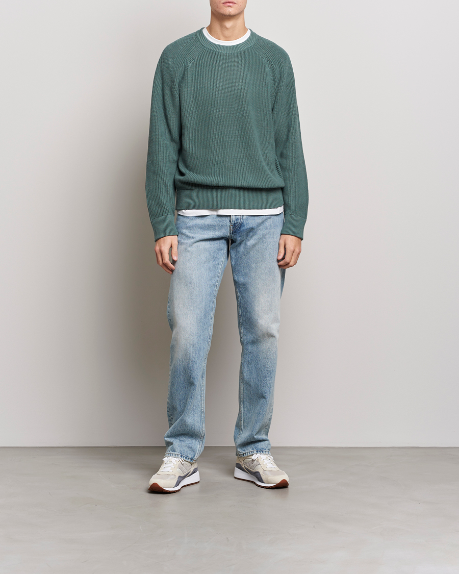 Mies | Puserot | NN07 | Jacobo Cotton Knitted Sweater Forest Mint