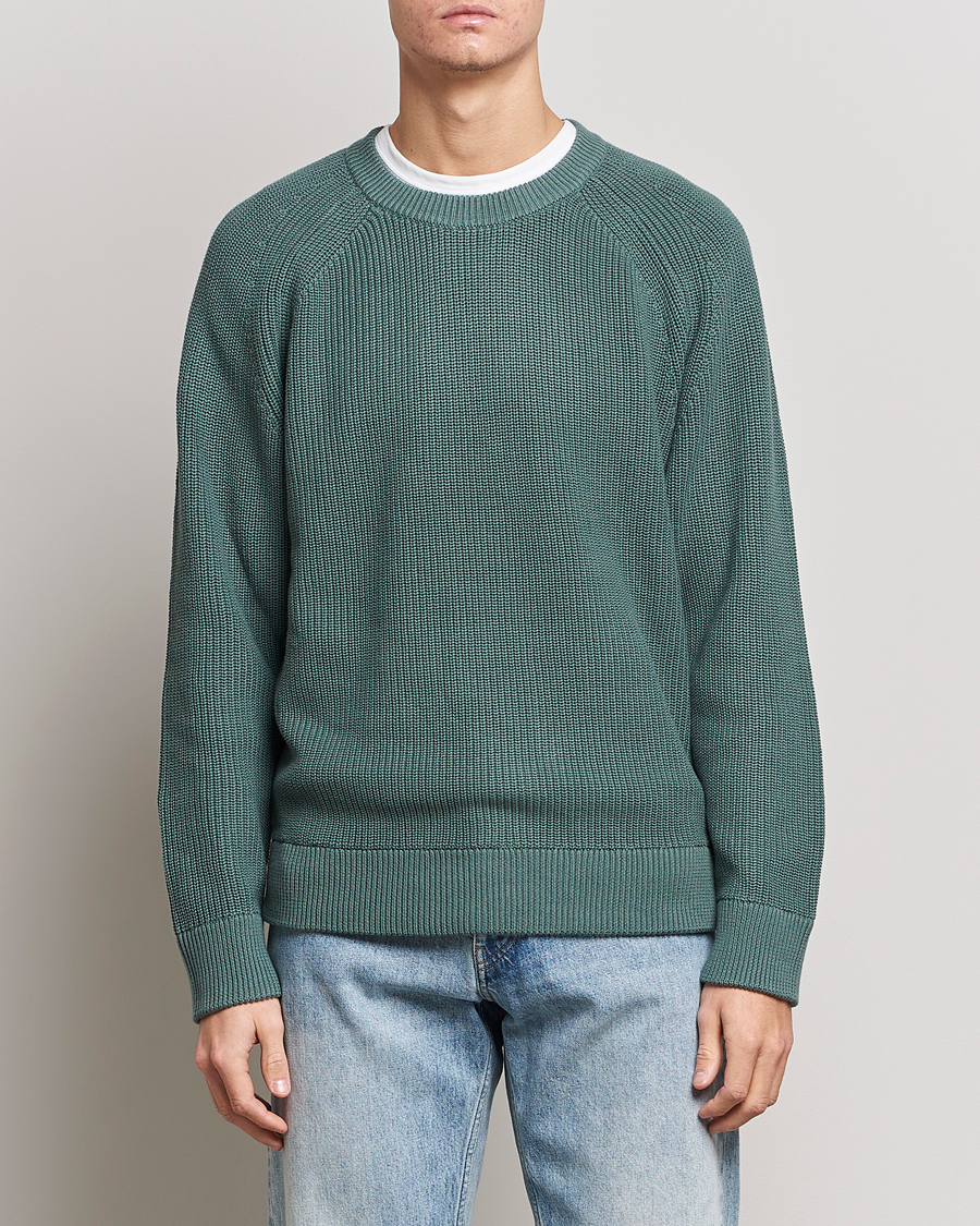 Mies | Puserot | NN07 | Jacobo Cotton Knitted Sweater Forest Mint
