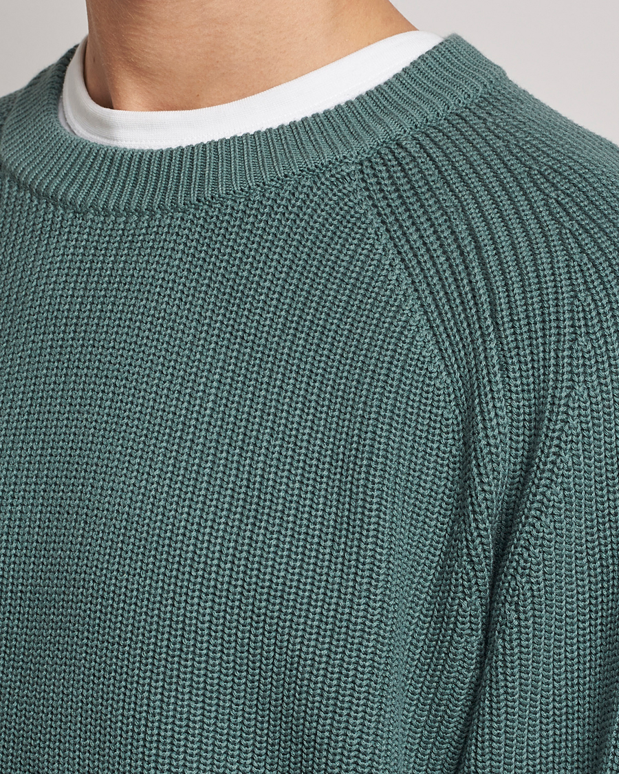 Mies | Puserot | NN07 | Jacobo Cotton Knitted Sweater Forest Mint