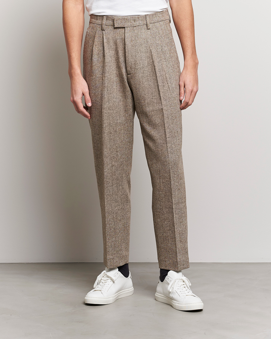 Mies |  | NN07 | Fritz Wool Pleated Trousers Brown Melange