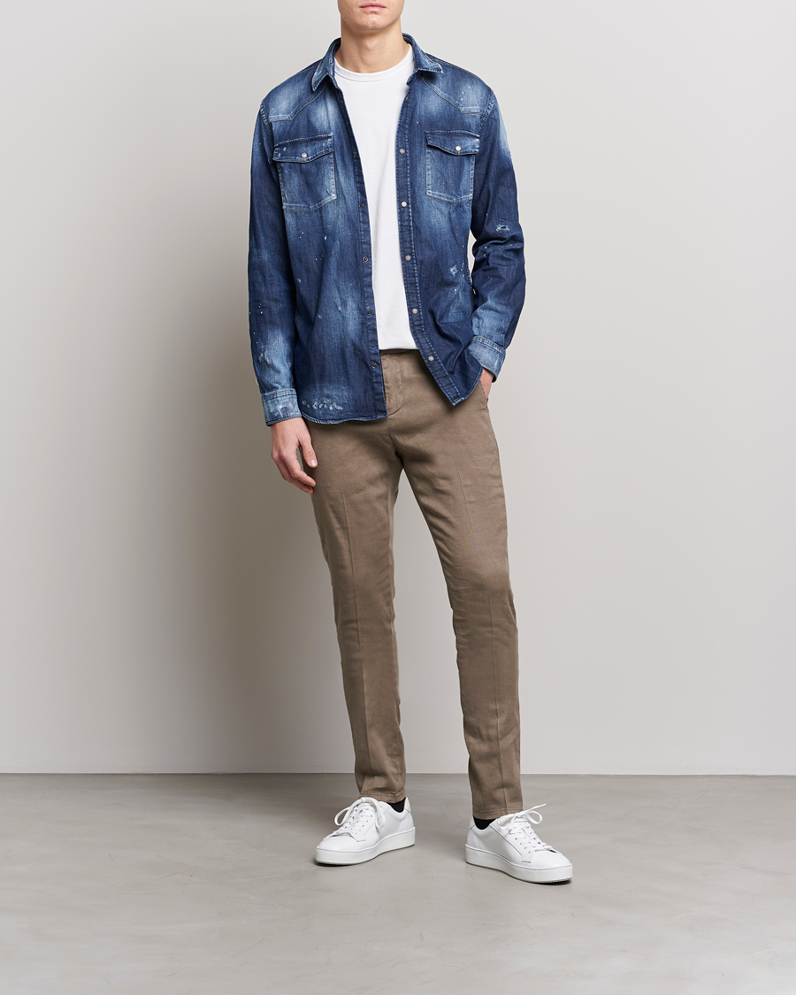 Mies | Housut | Dondup | Gaubert Linen Stretch Chinos Light Brown