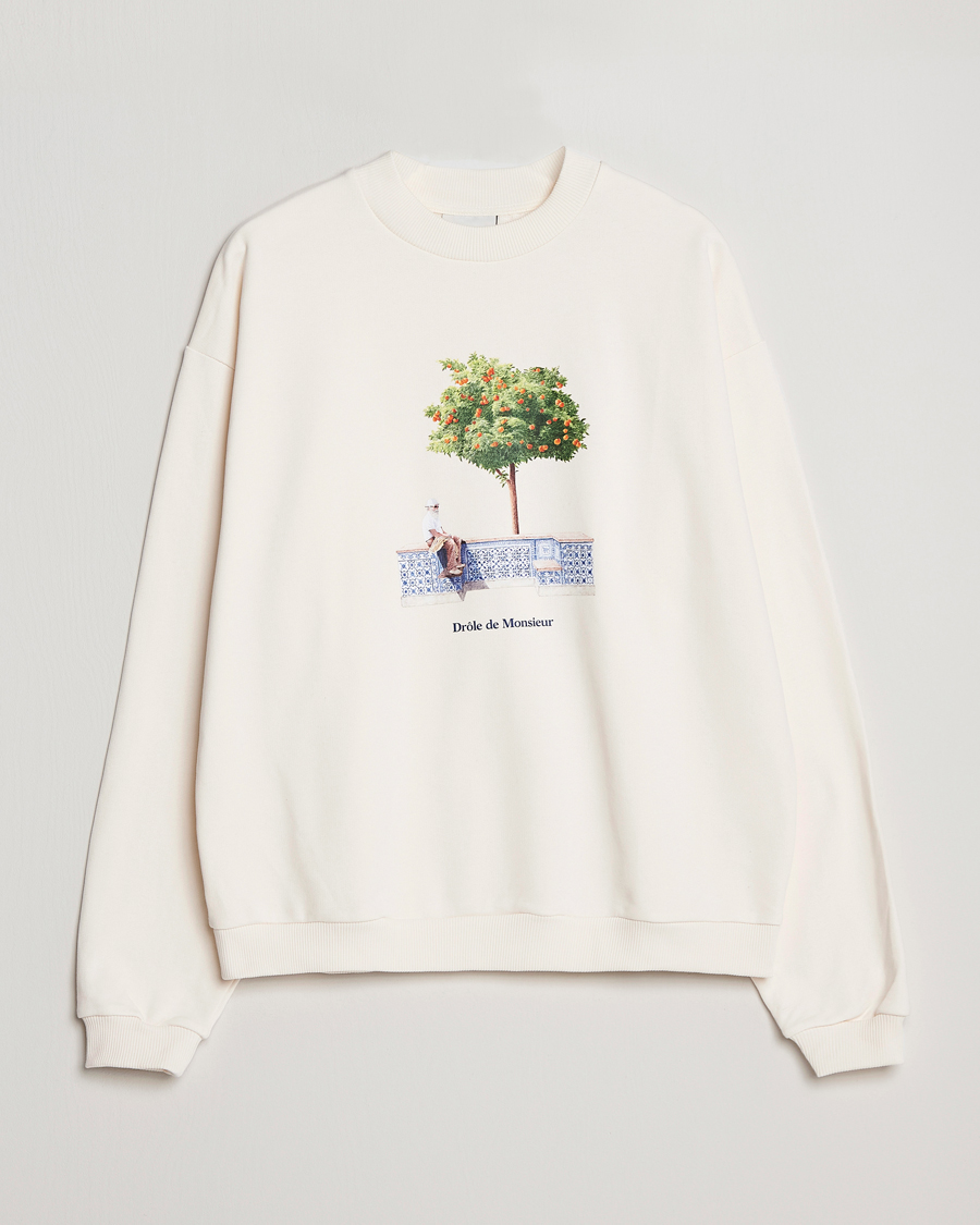 Mies | Puserot | Drôle de Monsieur | Oranger Print Sweatshirt Off White