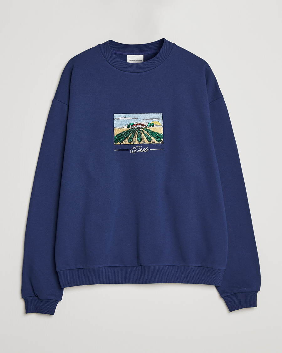 Mies | Puserot | Drôle de Monsieur | Vignes Embroidered Sweatshirt Navy