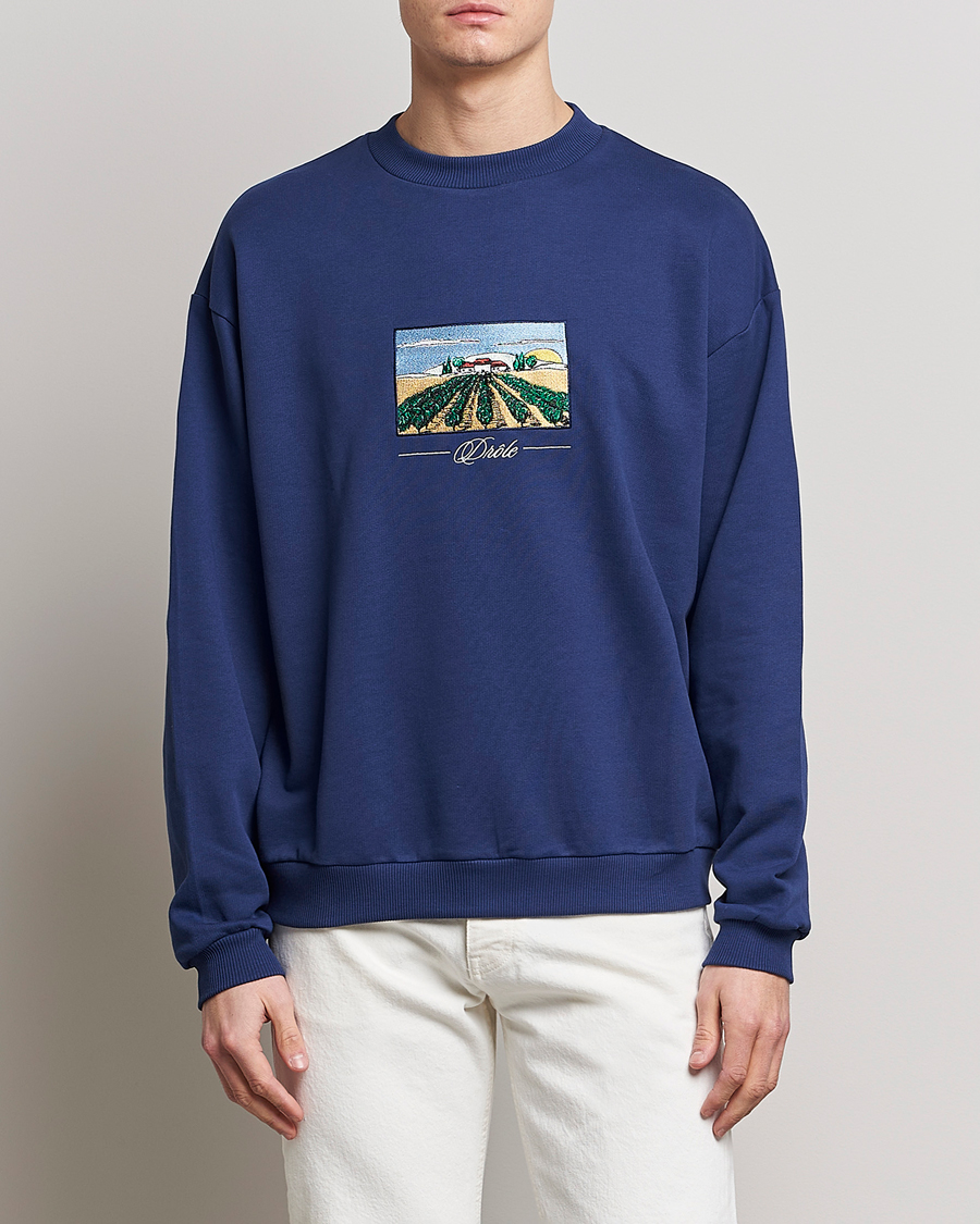 Mies | Collegepuserot | Drôle de Monsieur | Vignes Embroidered Sweatshirt Navy