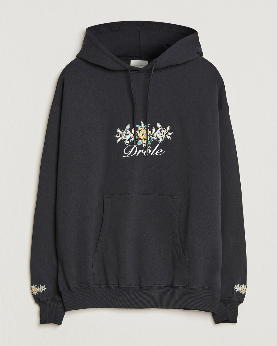 Mies | Puserot | Drôle de Monsieur | Fleur Embroidered Hoodie Black