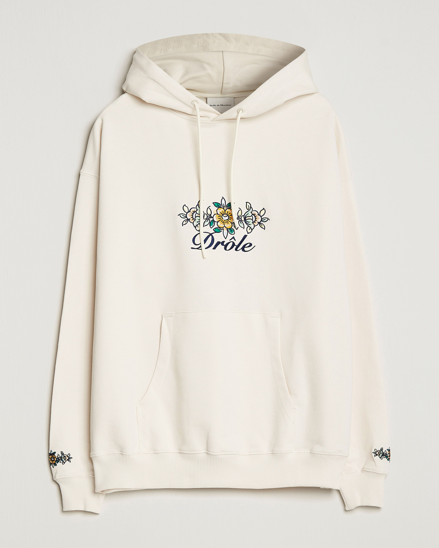 Mies | Puserot | Drôle de Monsieur | Fleur Embroidered Hoodie Off White