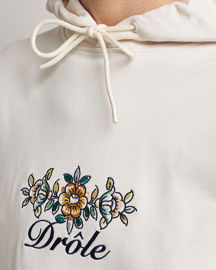 Mies | Puserot | Drôle de Monsieur | Fleur Embroidered Hoodie Off White