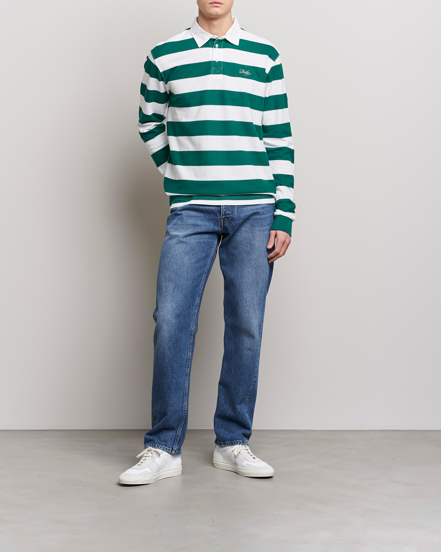 Mies | Puserot | Drôle de Monsieur | Le Polo Striped Rugby Shirt White/Green