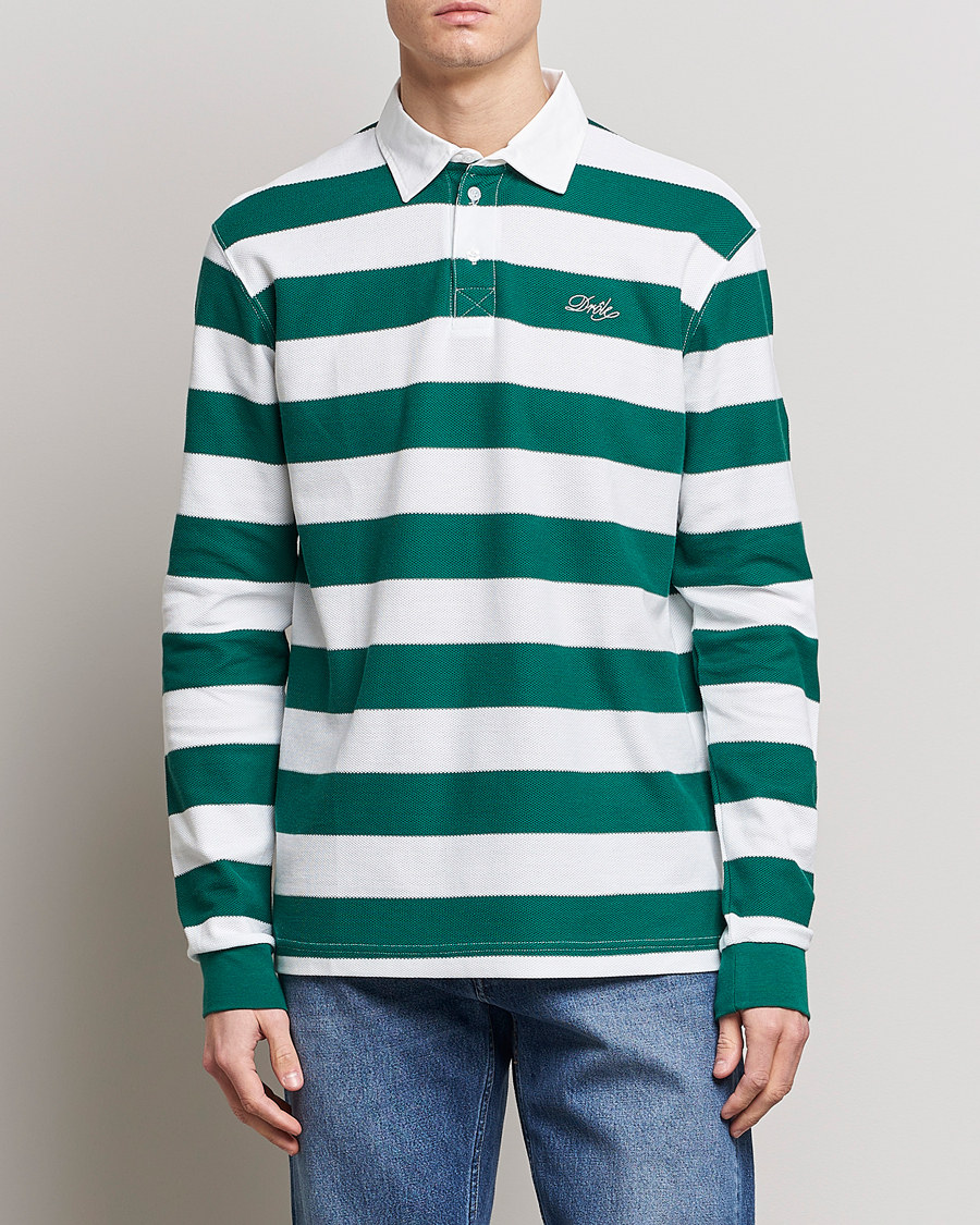 Mies |  | Drôle de Monsieur | Le Polo Striped Rugby Shirt White/Green