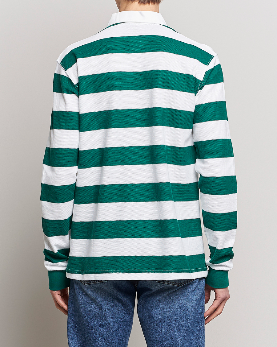 Mies | Puserot | Drôle de Monsieur | Le Polo Striped Rugby Shirt White/Green