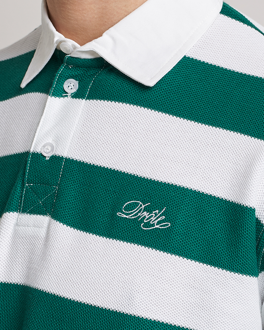 Mies | Puserot | Drôle de Monsieur | Le Polo Striped Rugby Shirt White/Green