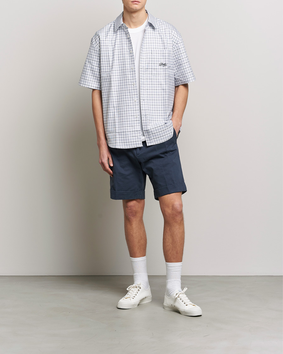 Mies | Kauluspaidat | Drôle de Monsieur | Short Sleeve Signature Shirt Blue Check