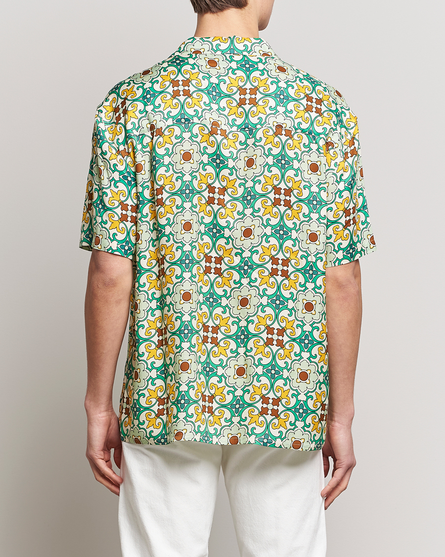 Mies | Kauluspaidat | Drôle de Monsieur | Ornaments Print Bowling Shirt Yellow/Green