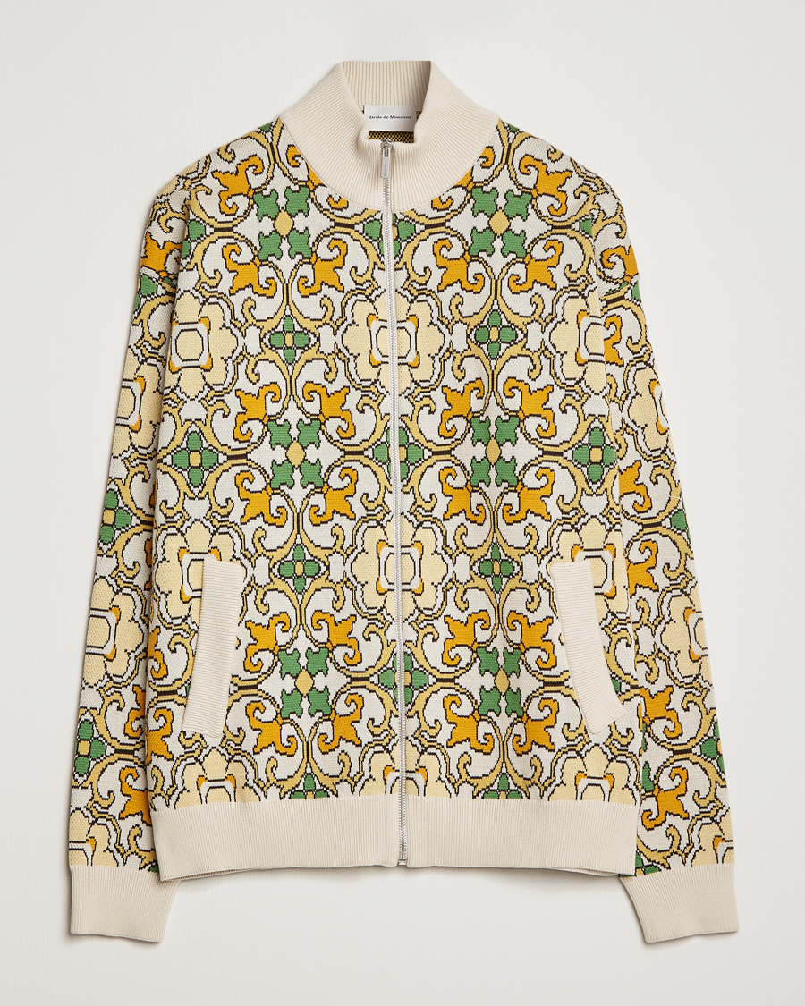 Mies | Takit | Drôle de Monsieur | Jacquard Ornaments Zip Blouson Yellow/Green
