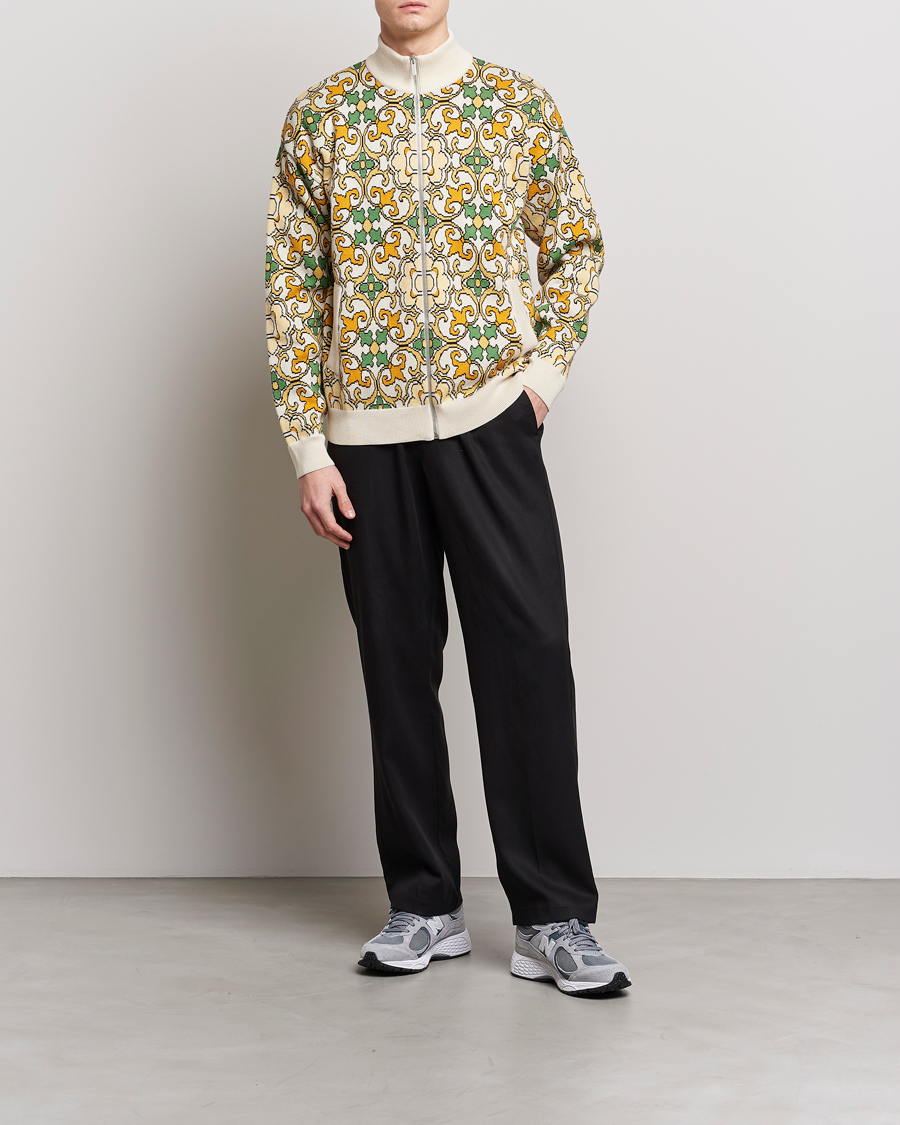Mies | Takit | Drôle de Monsieur | Jacquard Ornaments Zip Blouson Yellow/Green