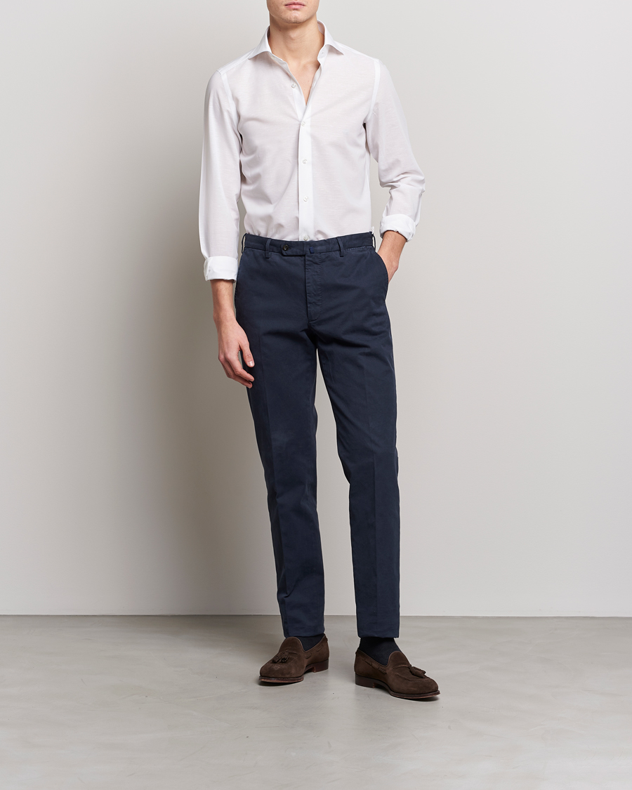 Mies | Kauluspaidat | Finamore Napoli | Milano Slim Linen Dress Shirt White