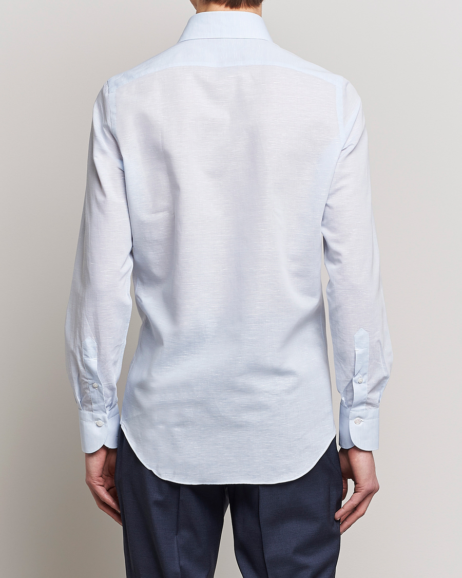 Mies | Kauluspaidat | Finamore Napoli | Milano Slim Linen Dress Shirt Light Blue