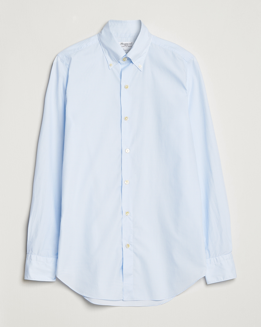 Mies | Kauluspaidat | Finamore Napoli | Milano Slim Washed Dress Shirt Light Blue Check