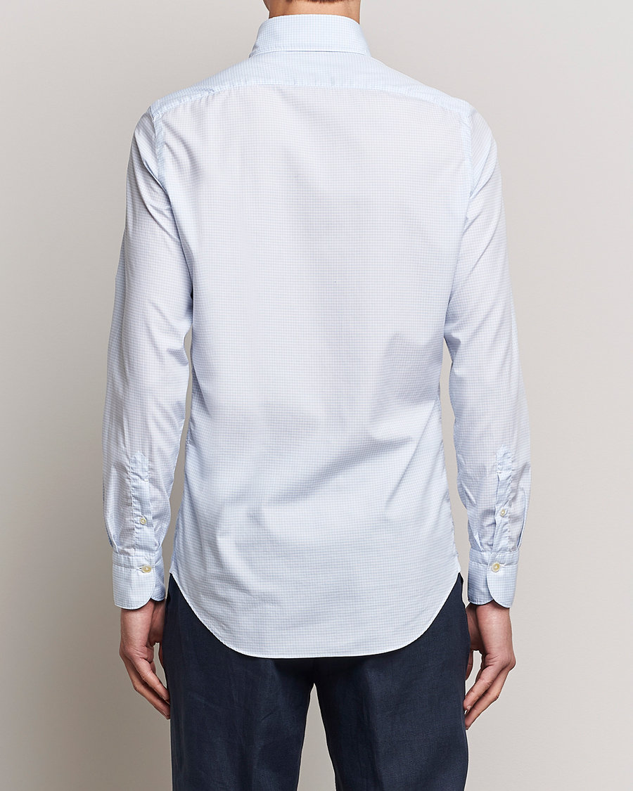 Mies | Kauluspaidat | Finamore Napoli | Milano Slim Washed Dress Shirt Light Blue Check