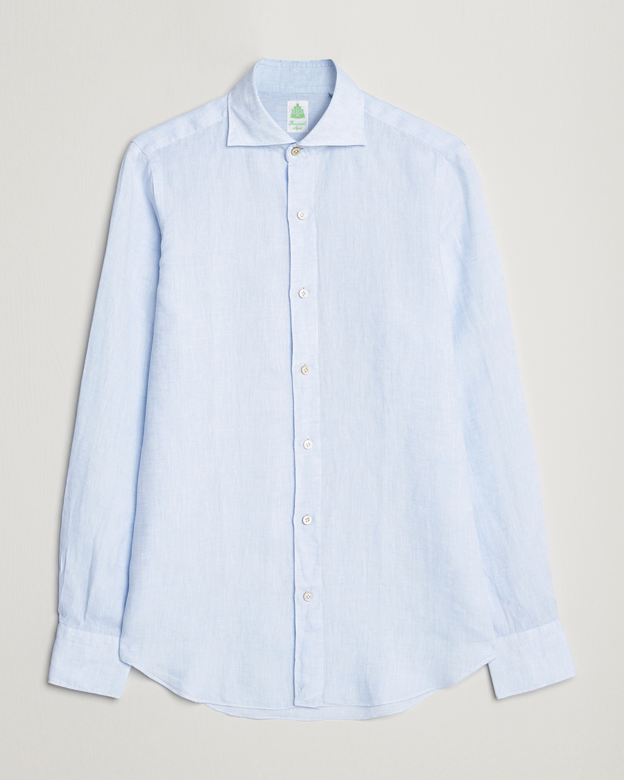 Mies | Kauluspaidat | Finamore Napoli | Tokyo Slim Linen Shirt Light Blue