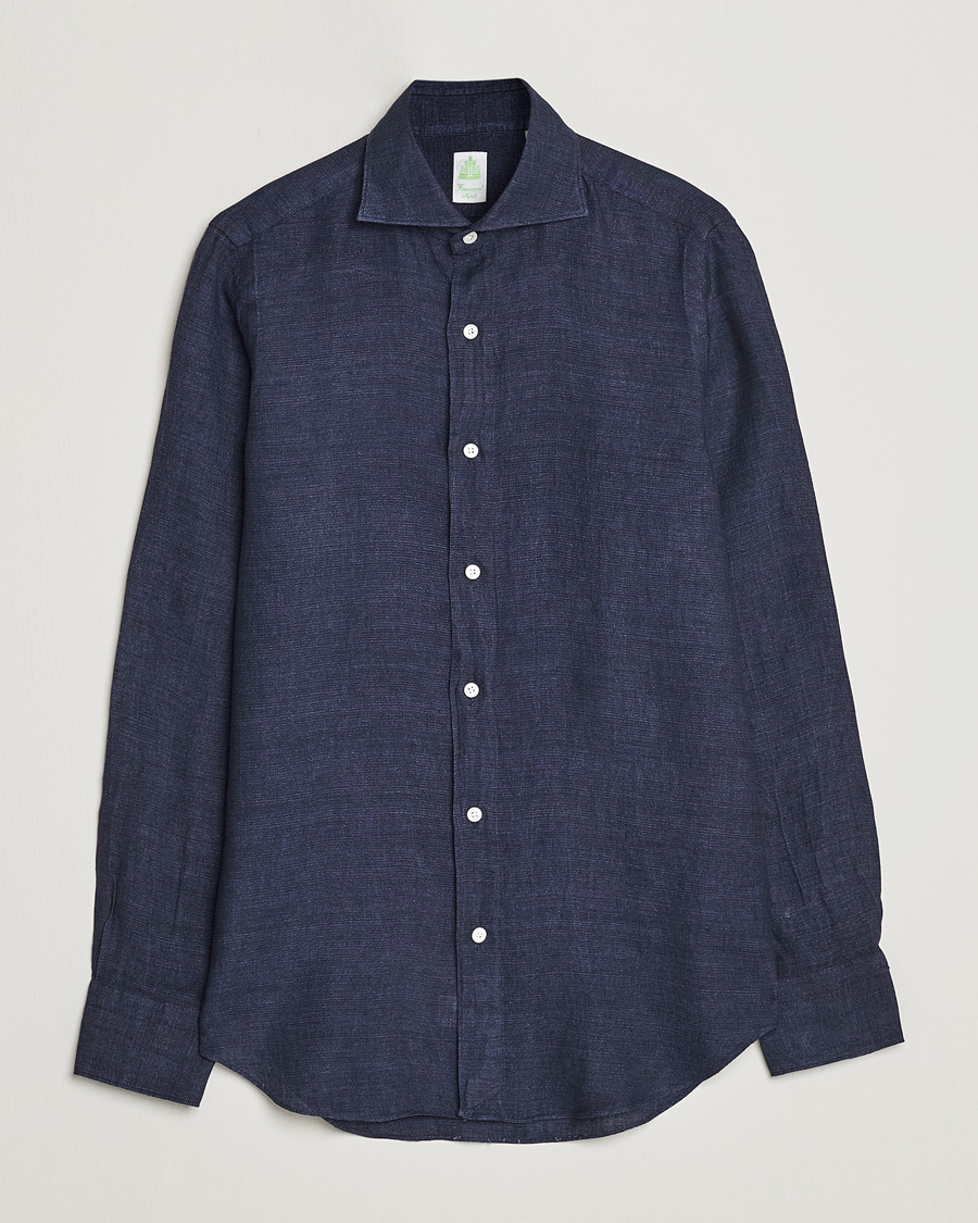 Mies | Kauluspaidat | Finamore Napoli | Tokyo Slim Linen Shirt Navy