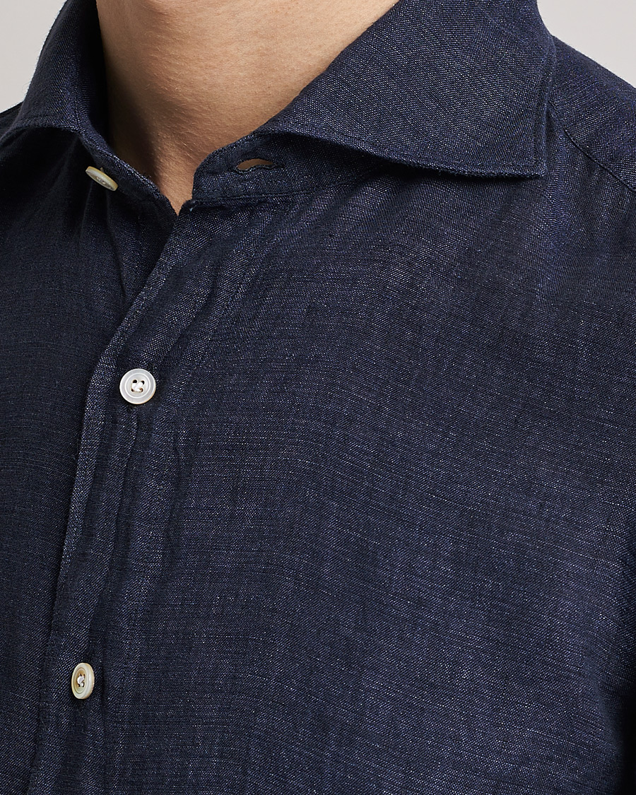 Mies | Kauluspaidat | Finamore Napoli | Tokyo Slim Linen Shirt Navy