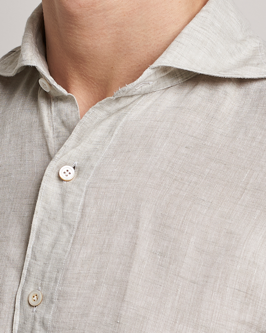 Mies | Kauluspaidat | Finamore Napoli | Tokyo Slim Linen Shirt Oat