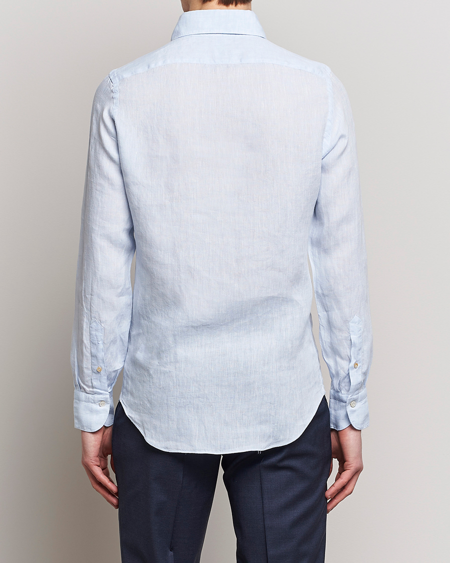 Mies | Kauluspaidat | Finamore Napoli | Miami Linen Popover Shirt Light Blue