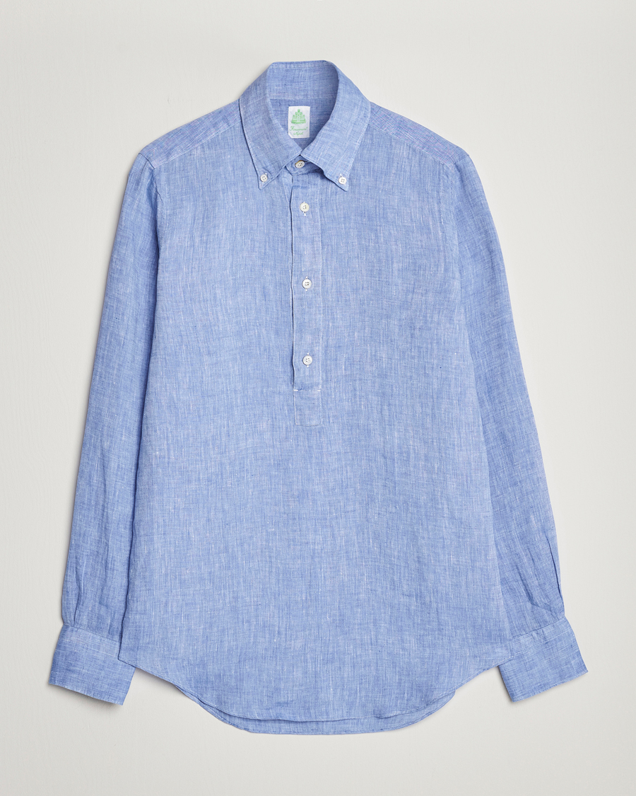 Mies | Kauluspaidat | Finamore Napoli | Miami Linen Popover Shirt Dark Blue