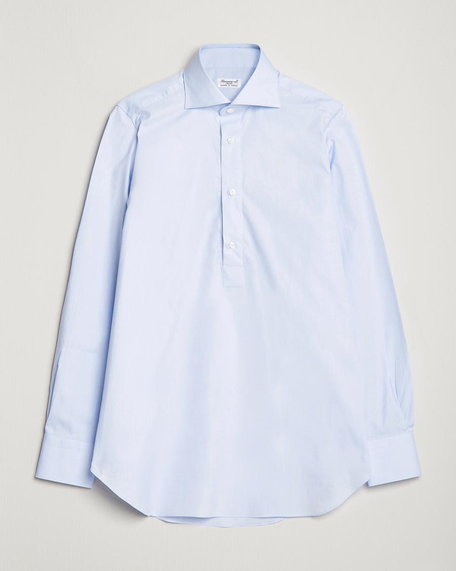 Mies | Kauluspaidat | Finamore Napoli | Tokyo Slim Oxford Popover Shirt Light Blue
