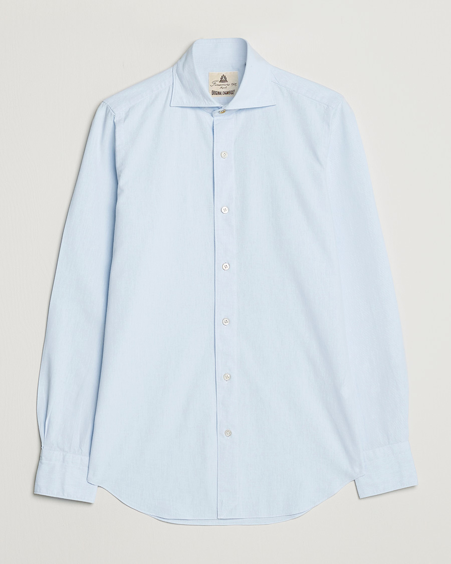 Mies | Kauluspaidat | Finamore Napoli | Tokyo Slim Chambray Shirt Light Blue