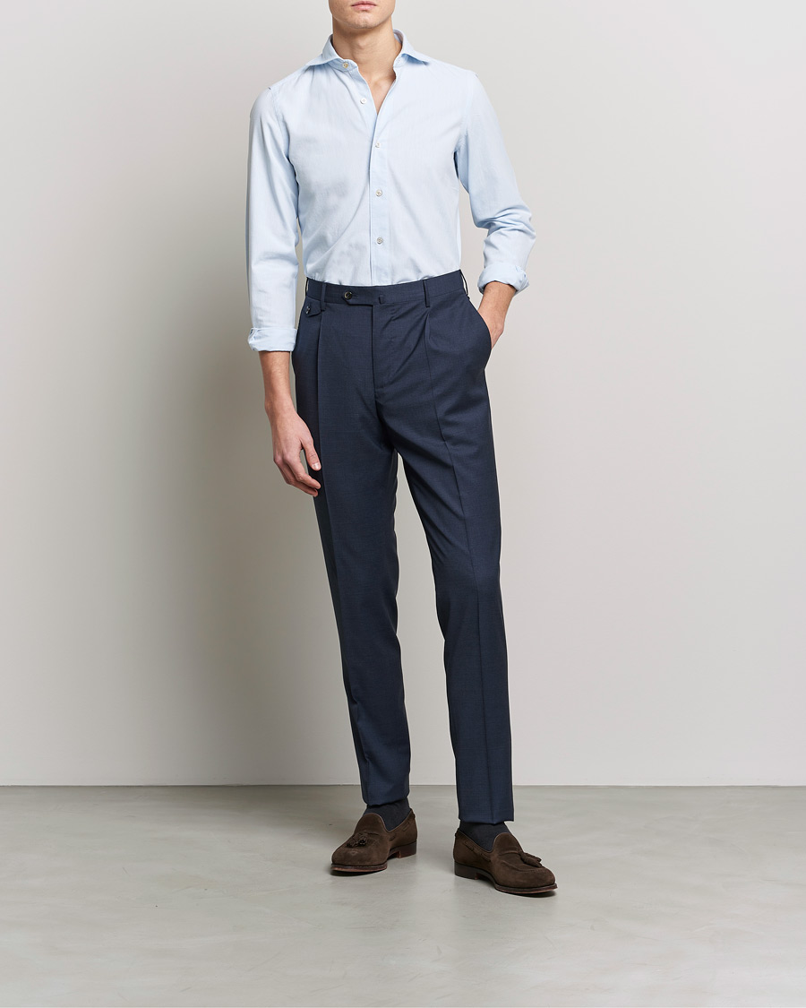 Mies | Kauluspaidat | Finamore Napoli | Tokyo Slim Chambray Shirt Light Blue