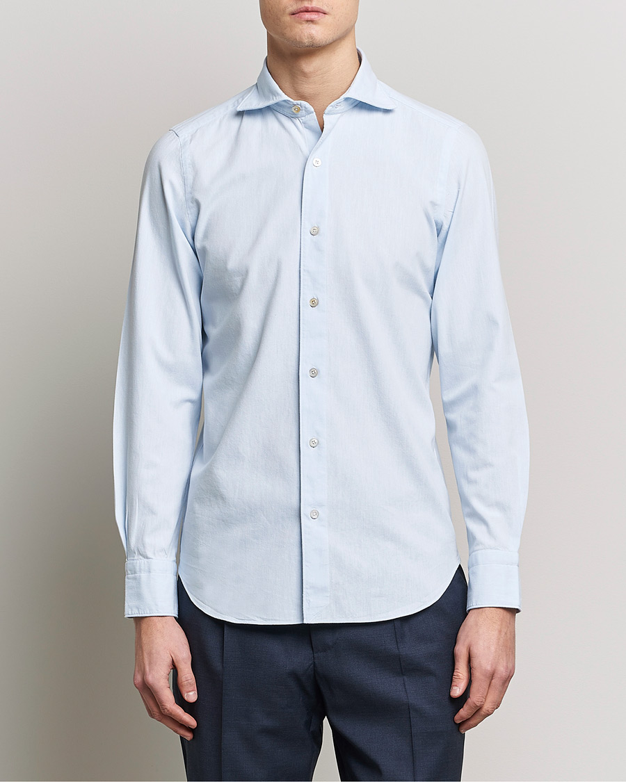 Mies |  | Finamore Napoli | Tokyo Slim Chambray Shirt Light Blue