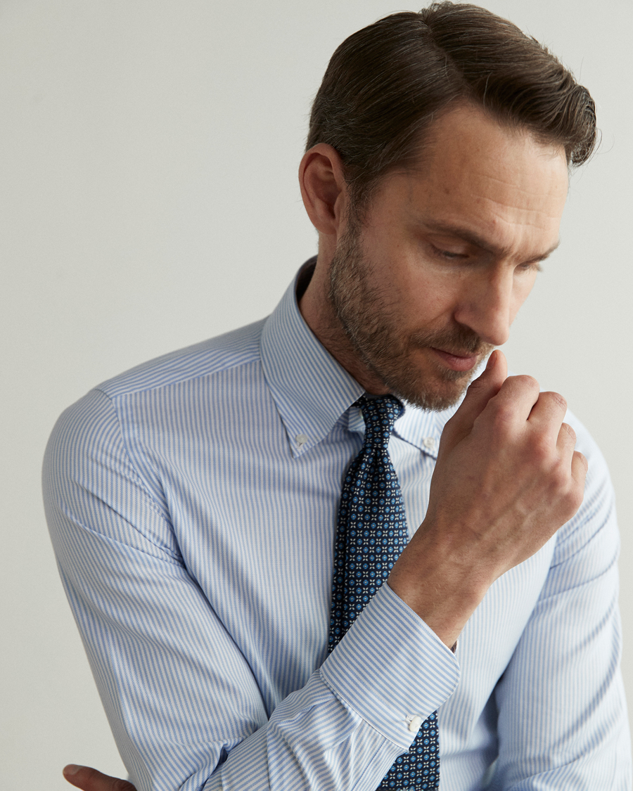 Mies | Kauluspaidat | Finamore Napoli | Tokyo Slim Chambray Shirt Light Blue