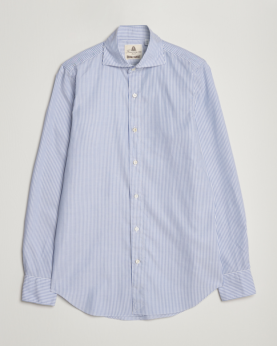 Mies | Kauluspaidat | Finamore Napoli | Tokyo Slim Chambray Shirt Light Blue Stripe