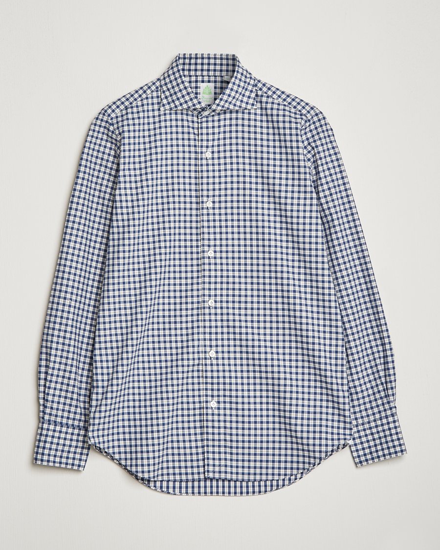 Mies | Kauluspaidat | Finamore Napoli | Tokyo Slim Sport Shirt Blue Check