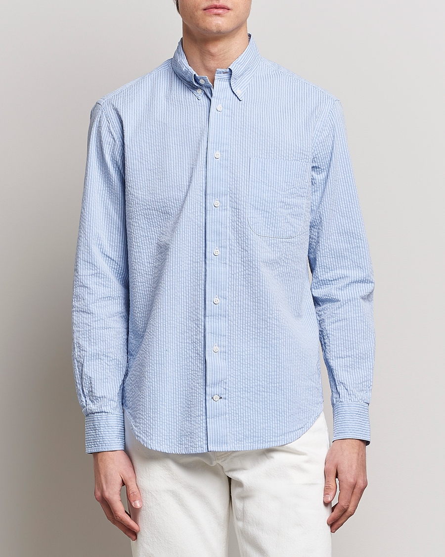 Mies |  | Gitman Vintage | Tonal Seersucker Shirt Light Blue