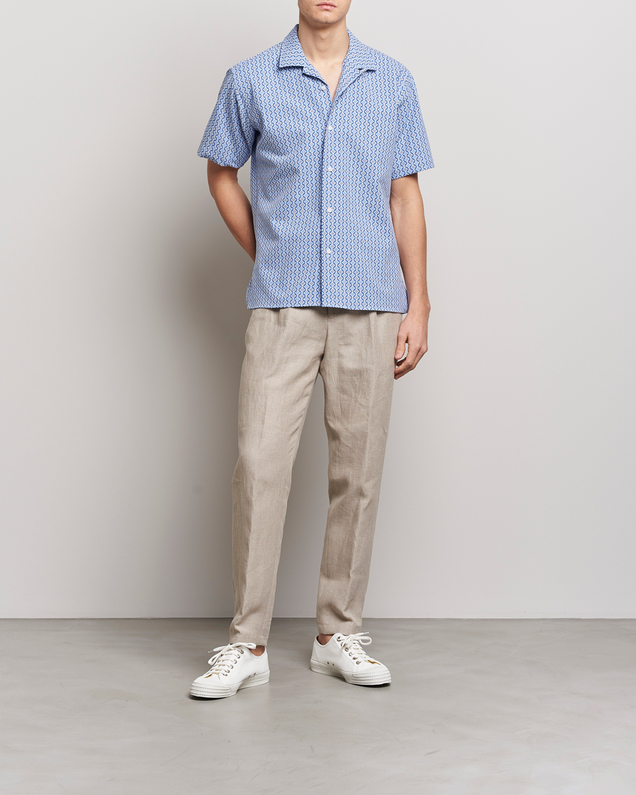 Mies | Kauluspaidat | Gitman Vintage | Summer Ready Jacquard Camp Shirt Light Blue