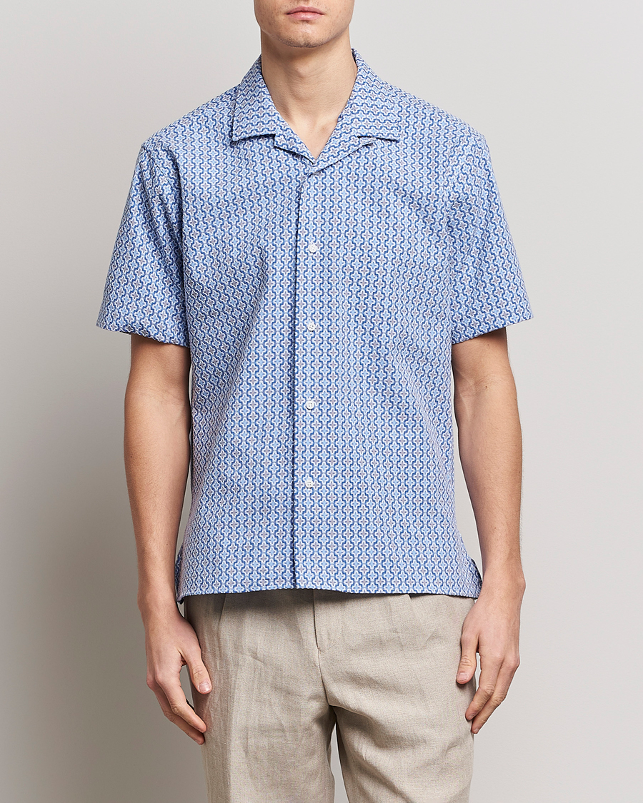 Mies | Kauluspaidat | Gitman Vintage | Summer Ready Jacquard Camp Shirt Light Blue