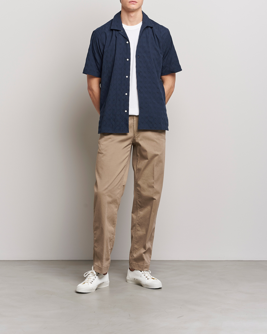 Mies | Kauluspaidat | Gitman Vintage | Japanese Jacquard Camp Shirt Navy