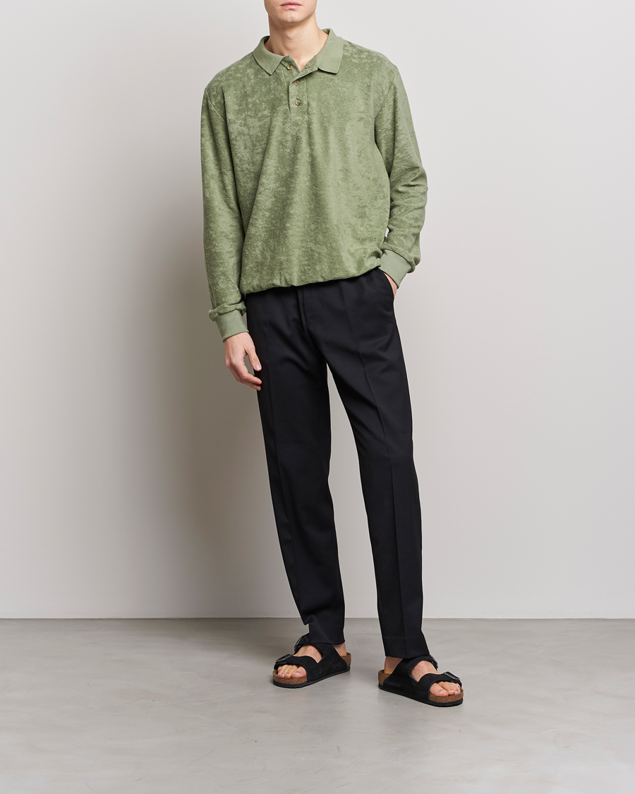 Mies | Puserot | Howlin' | Long Sleeve Terry Polo Agave
