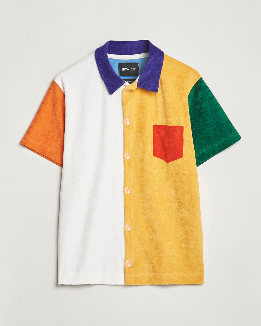 Mies | Kauluspaidat | Howlin' | Short Sleeve Color Block Terry Shirt Butter In The Sun