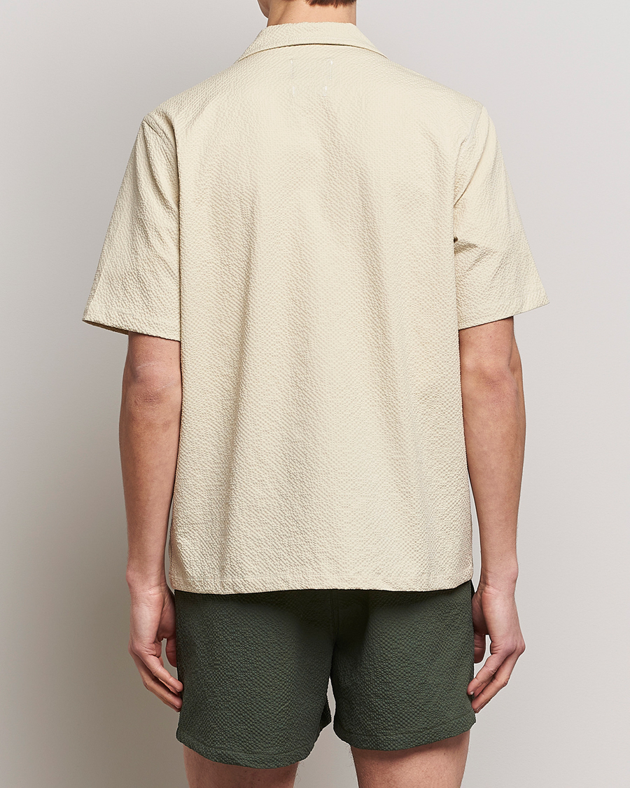 Mies | Kauluspaidat | Howlin' | Short Sleeve Cotton Seersucker Shirt Ecru