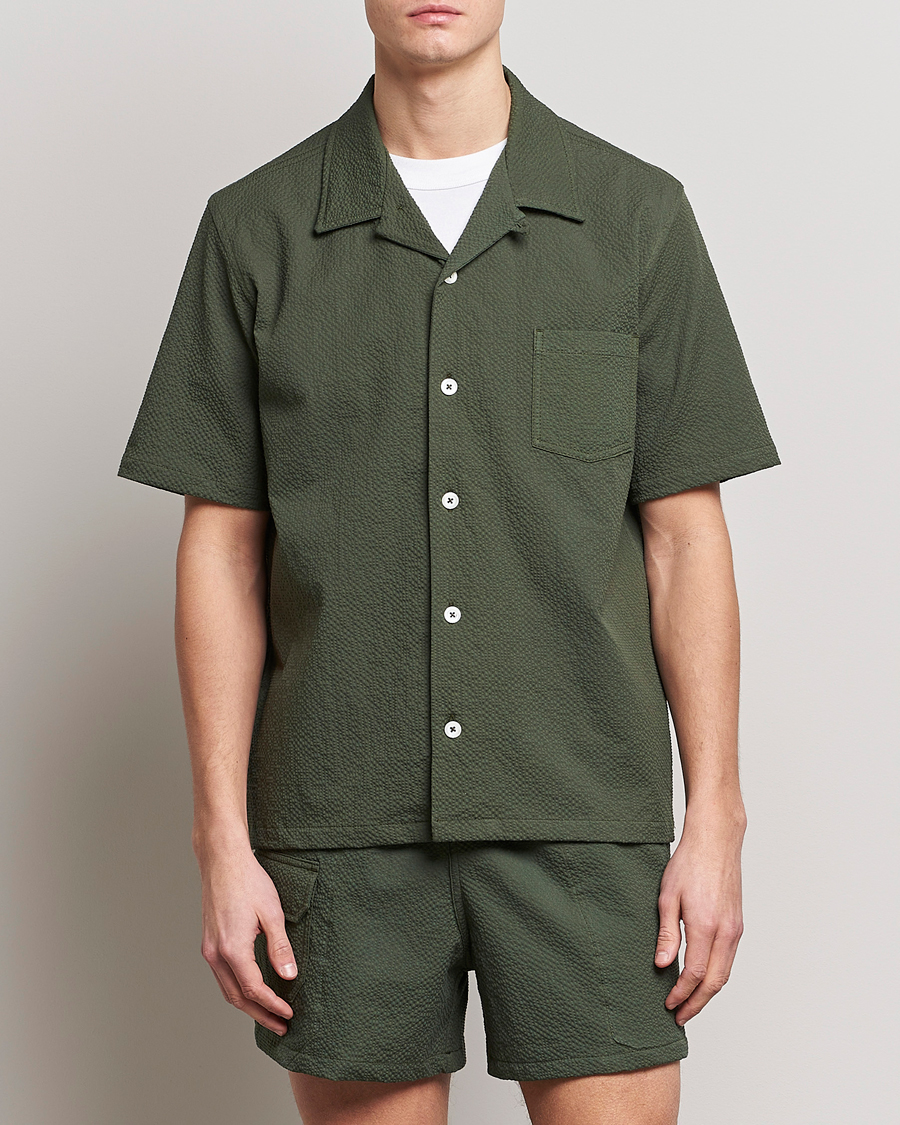 Mies |  | Howlin' | Short Sleeve Cotton Seersucker Shirt Greenish