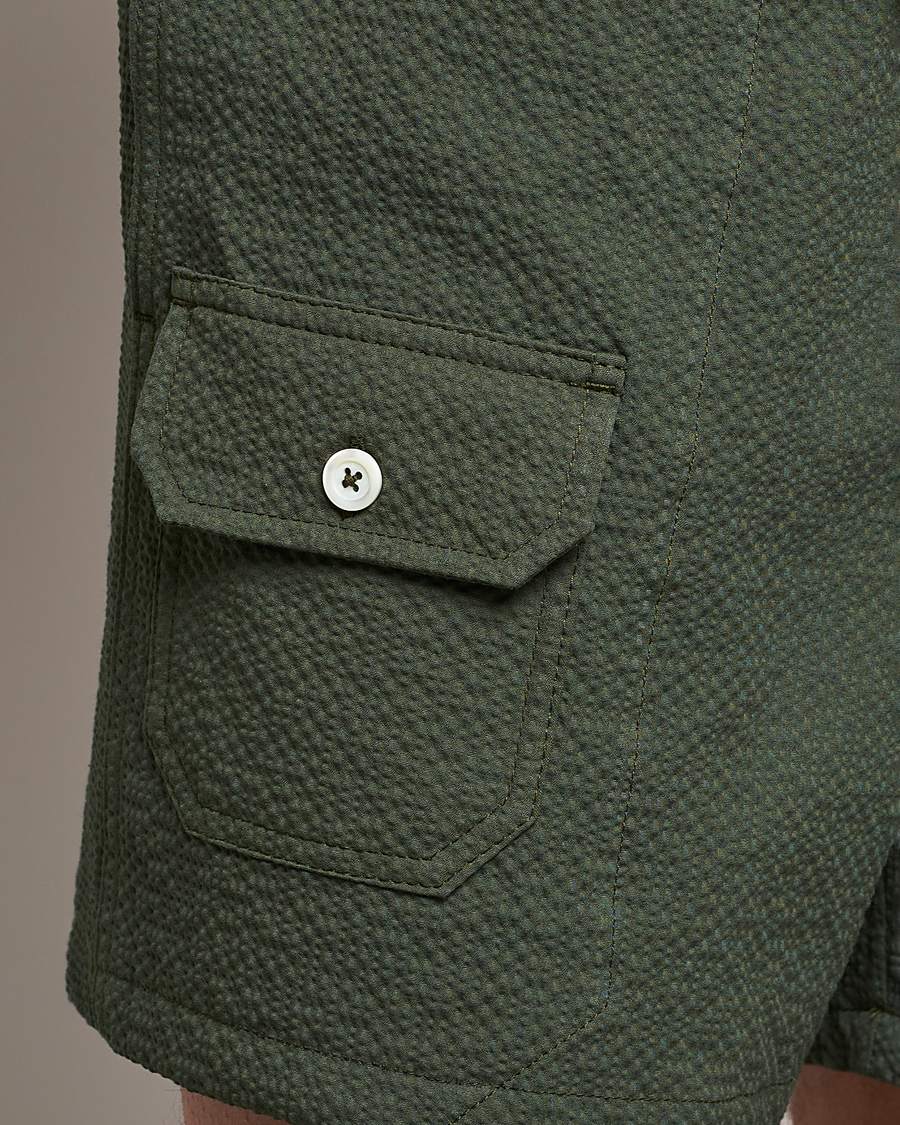 Mies | Shortsit | Howlin' | Cotton Seersucker Shorts Greenish