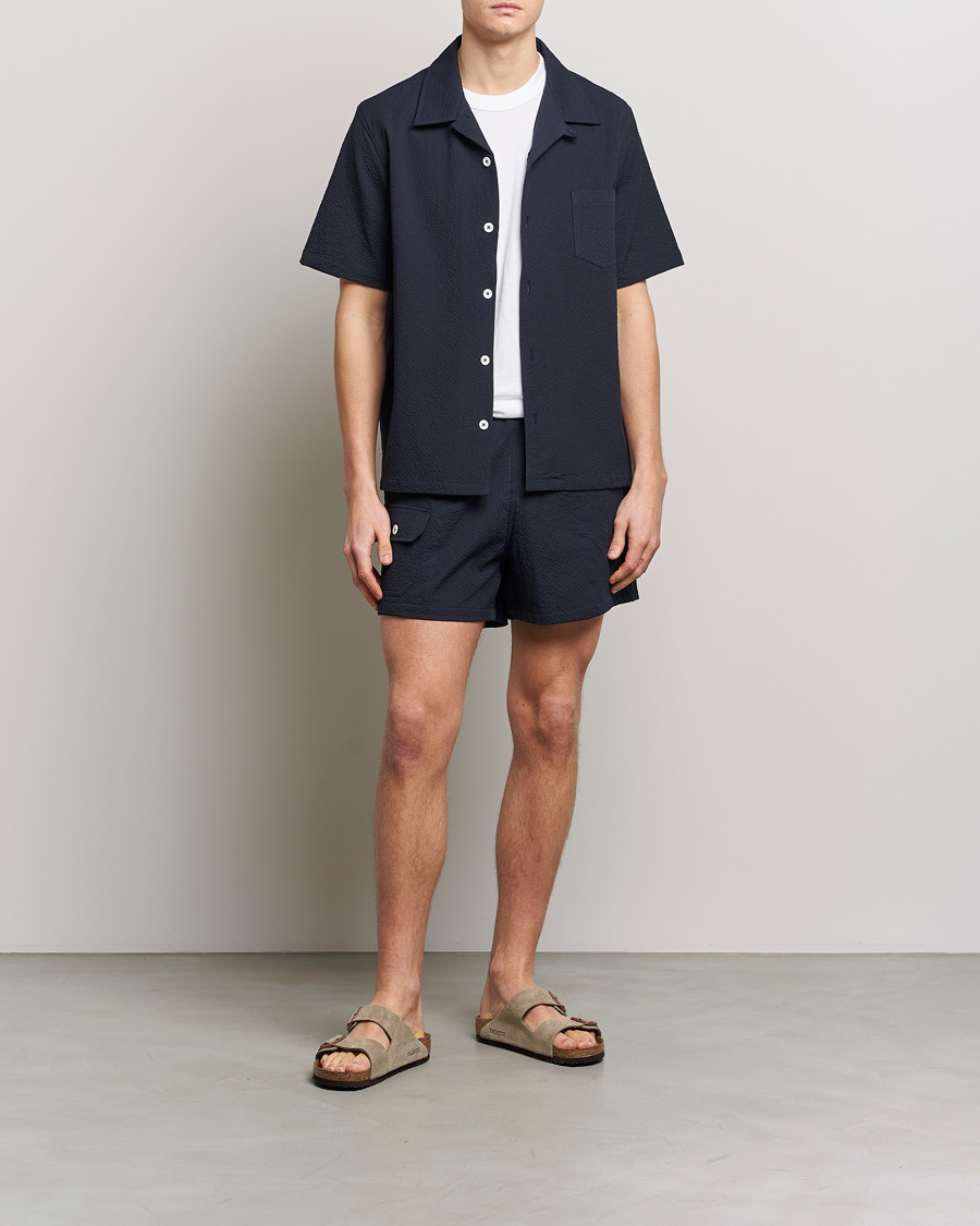 Mies | Shortsit | Howlin' | Cotton Seersucker Shorts Navy